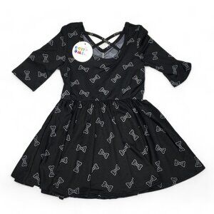 Dot Dot Smile BALLERINA Dress Girls Size 2T Black w / White Bow Ties Print NWT